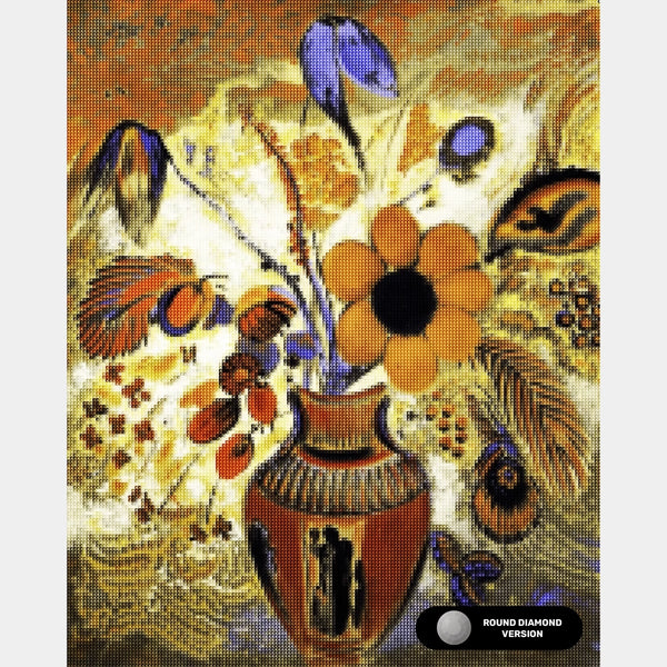 Jarrón Etrusco con Flores - Pintura de Diamante - Extra Grande