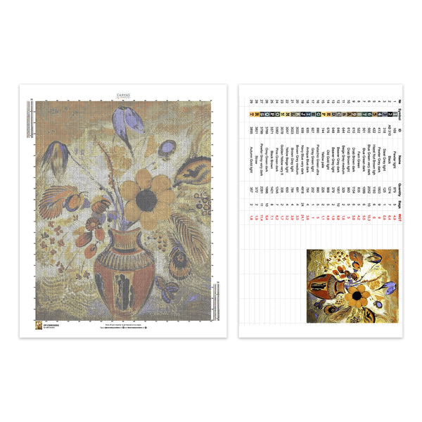 Jarrón Etrusco con Flores - Pintura de Diamante - Extra Grande