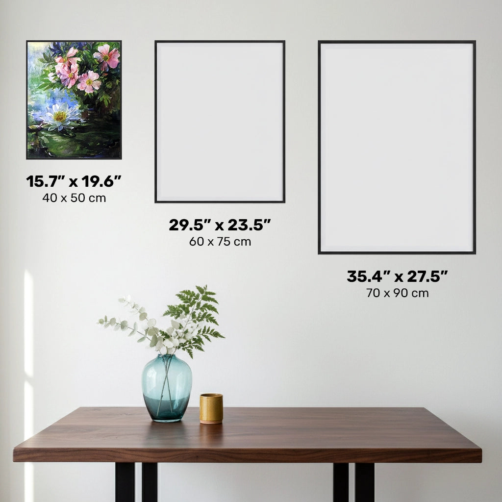 Rosas y Nenúfares - Pintura de Diamantes - Tamaño Estándar