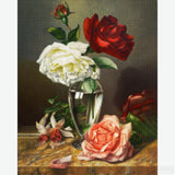 Roses in a Glass Vase - Diamond Painting-Create a shimmering masterpiece with the 