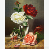 Roses in a Glass Vase - Diamond Painting-Create a shimmering masterpiece with the 