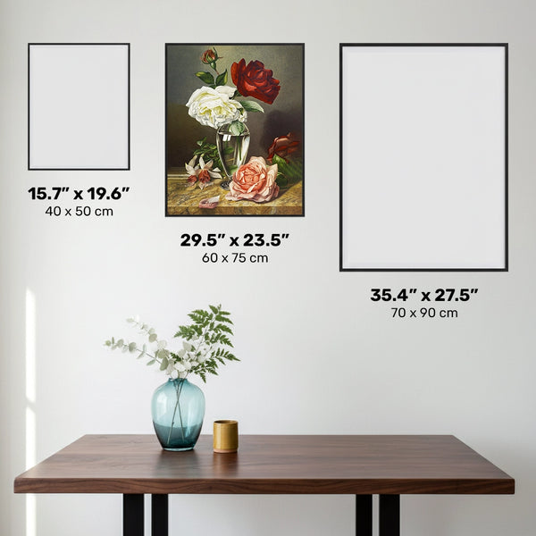 Rosas en un jarrón de cristal - Pintura de diamante - Grande