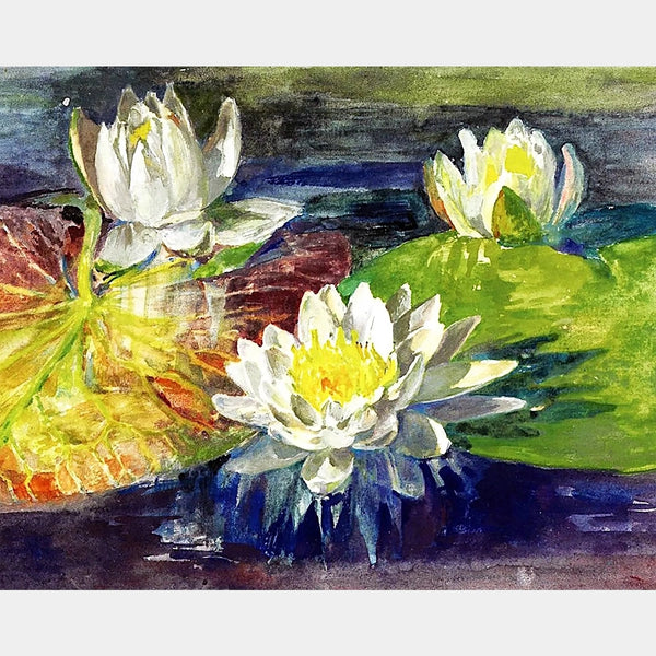 Water-Lilies Red and Green Pads - Diamond Painting - Standard Size