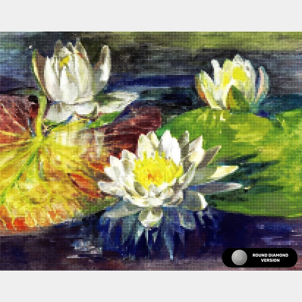 "Water-Lilies Red and Green Pads - Diamond Painting - Tamaño Estándar"
