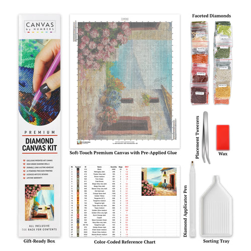 Mediterranean House - Diamond Painting - Standaardformaat