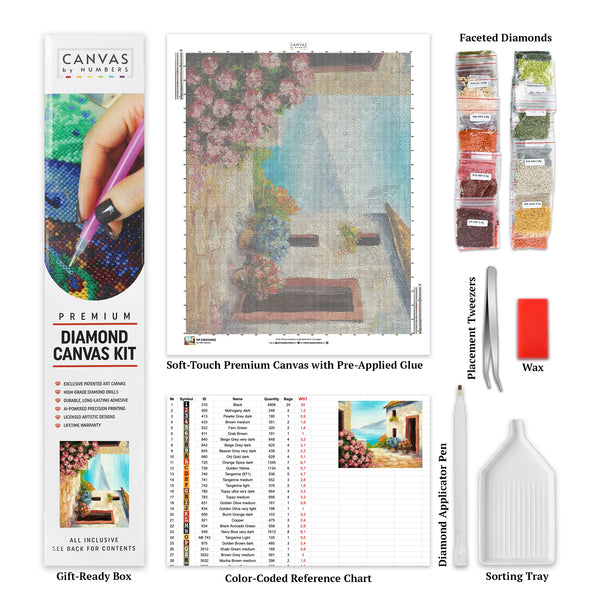 Mediterranean House - Diamond Painting - Standardstorlek