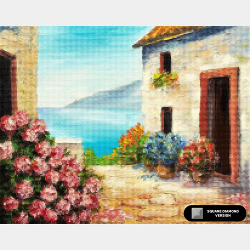 Mediterranean House - Diamond Painting - Standaardformaat