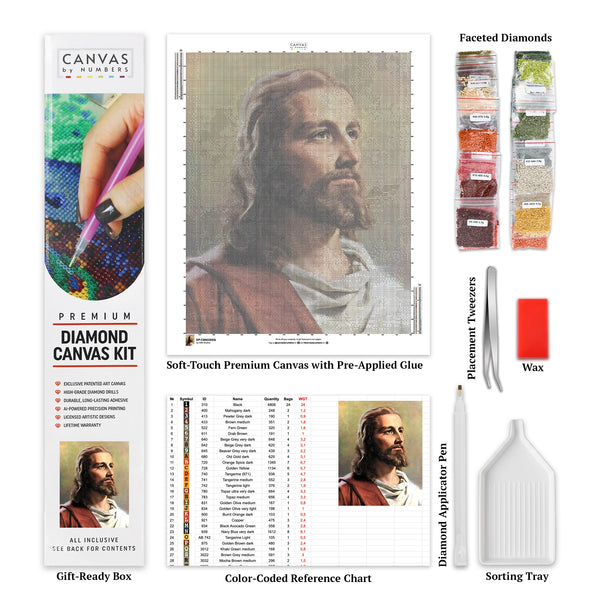 Jesusporträtt - Diamantmålning - Stor