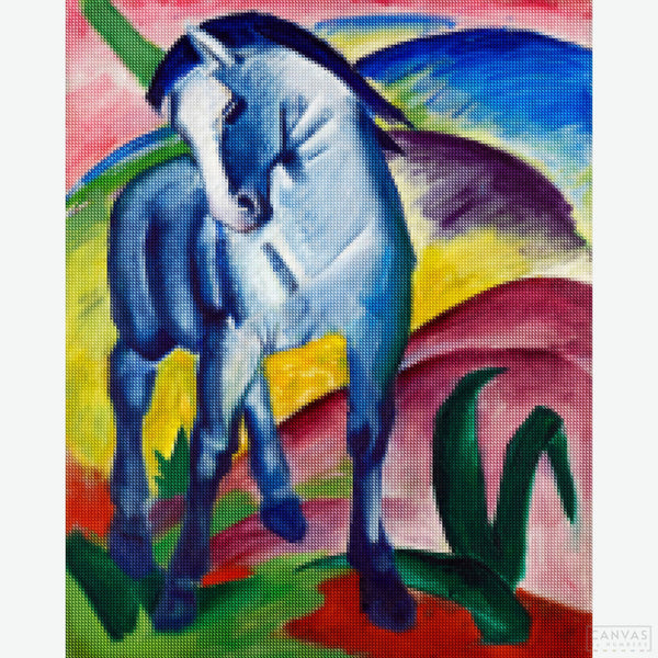 The Blue Horse I Painting by Franz Marc - Diamond Painting-Recreate Franz Marc's art with our Blue Horse diamond painting kit. Capture the colors and expressive style of this iconic animal artwork in sparkling detail.-Canvas by Numbers