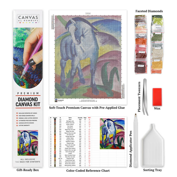The Blue Horse I Painting by Franz Marc - Diamond Painting - Standard Size