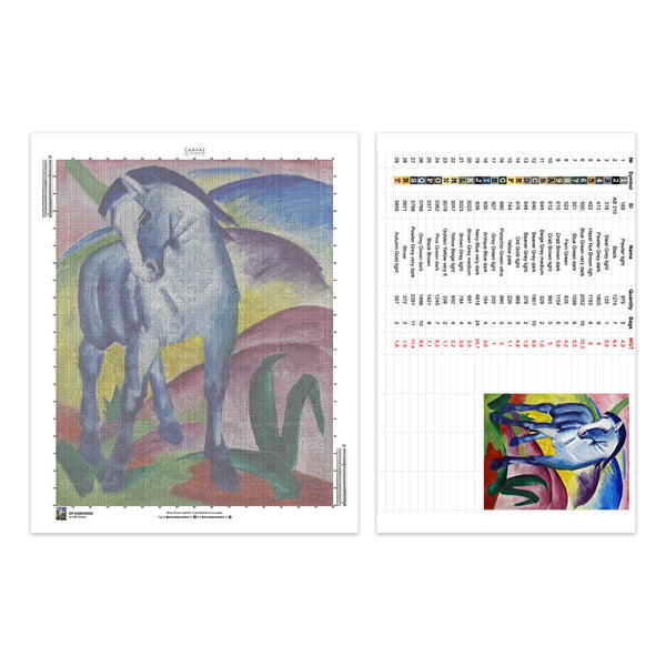 The Blue Horse I Painting by Franz Marc - Diamond Painting - Standard Size