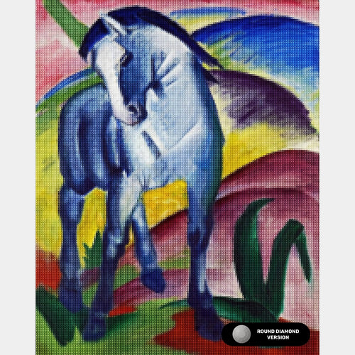 'The Blue Horse I Painting by Franz Marc - Diamantmålning - Standardstorlek'