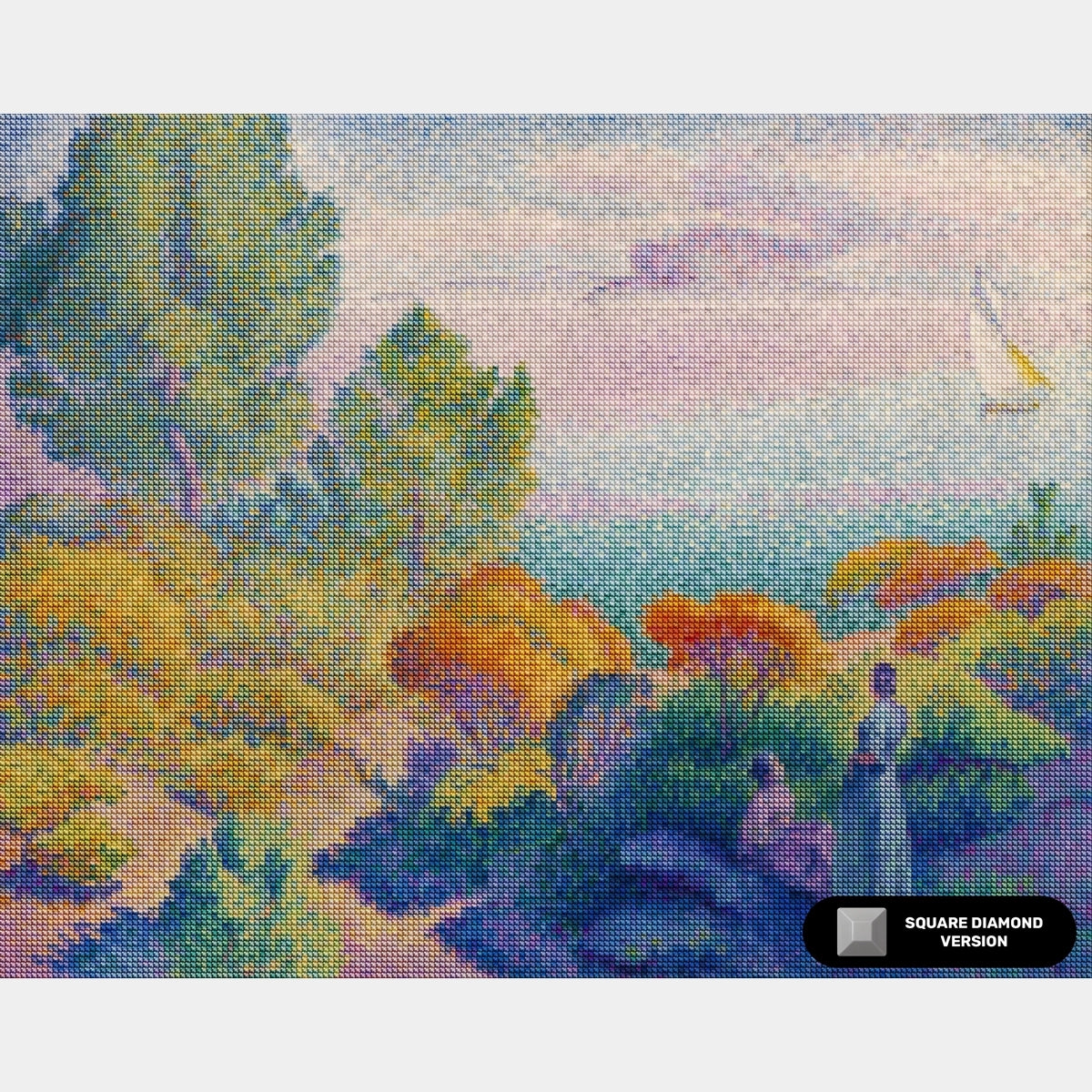 Två kvinnor vid stranden - Diamantmålning - Stor