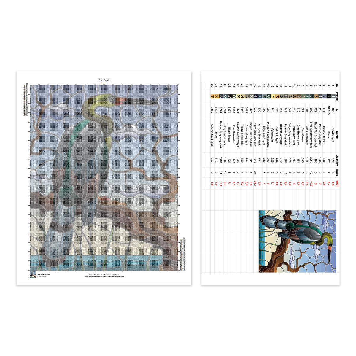 Grey Heron - Diamond Painting - Standard Size