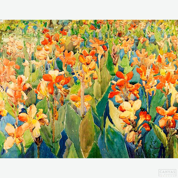 Bed of Flowers - Diamond Painting-Experience the colorful mosaic-like compositions of Maurice Prendergast with our diamond painting kit. Delve into the depth of Post-Impressionism.-Canvas by Numbers