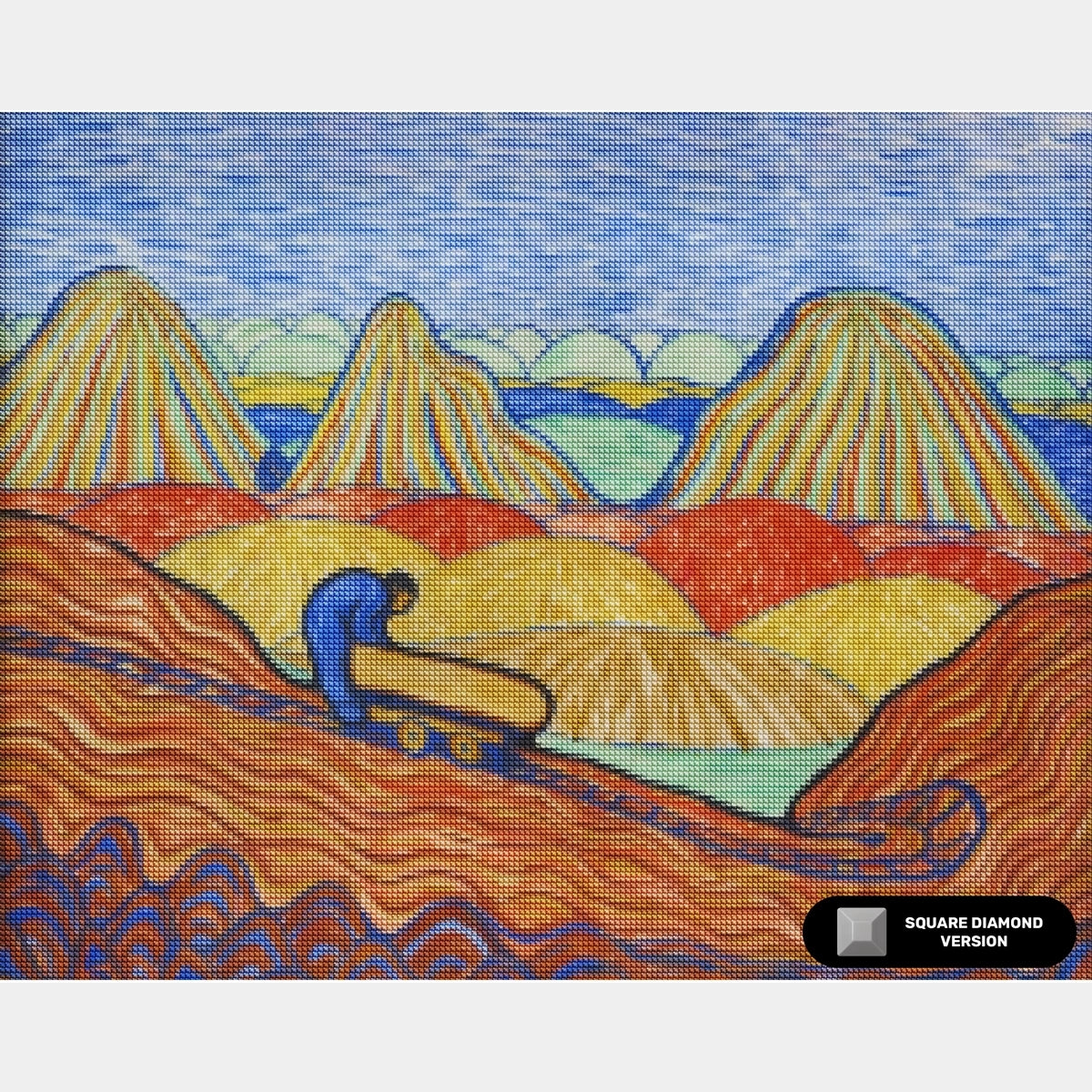 Trabajador de Arcilla con un Carro Amarillo - Pintura de Diamante - Tamaño Estándar