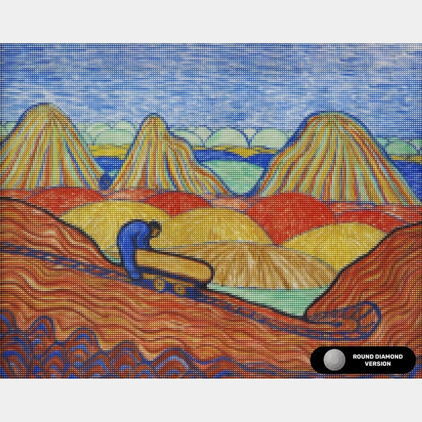 Trabajador de Arcilla con un Carro Amarillo - Pintura de Diamante - Tamaño Estándar