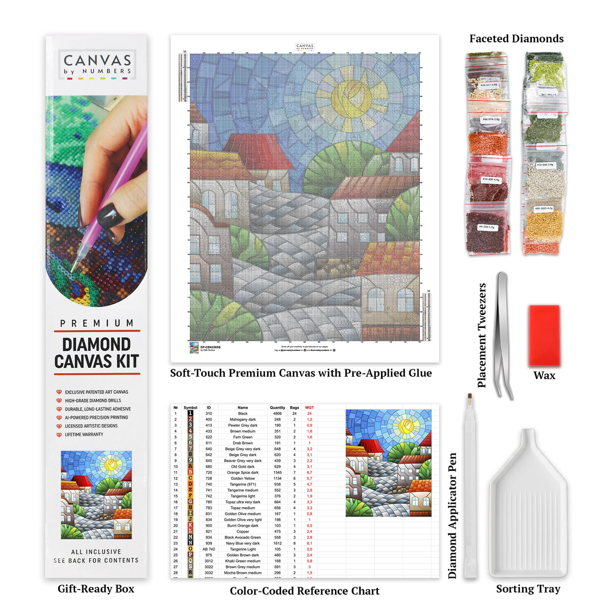 Magic Town - Cityscape Diamond Painting - Standardstorlek