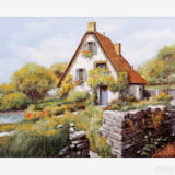 Cabin - Diamond Painting-Create a tranquil rustic scene with the 