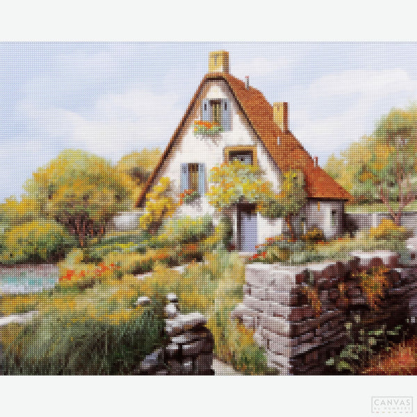 Cabin - Diamond Painting-Create a tranquil rustic scene with the "Cabin" Diamond Painting Kit. Enjoy calming colors and peaceful countryside charm in sparkling detail.-Canvas by Numbers