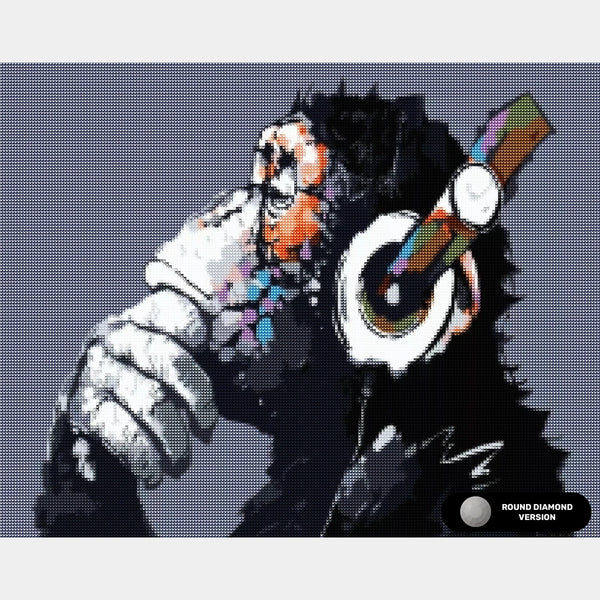 Abstrakt Funky Monkey - Diamantmålningssats