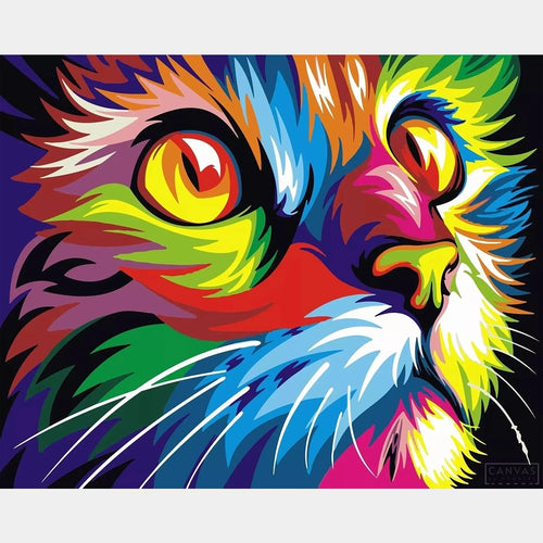 Abstrakt kattansikte - diamantmålningssats