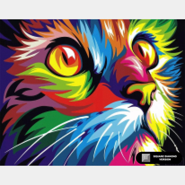 Abstrakt kattansikte - diamantmålningssats