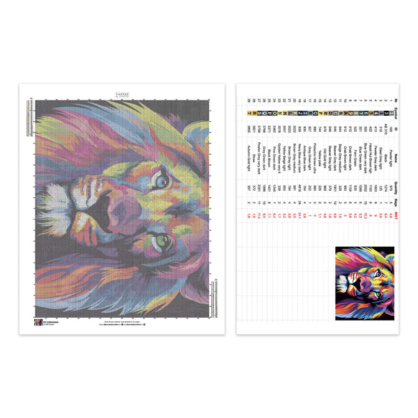 Abstrakt lejonporträtt - diamantmålningssats