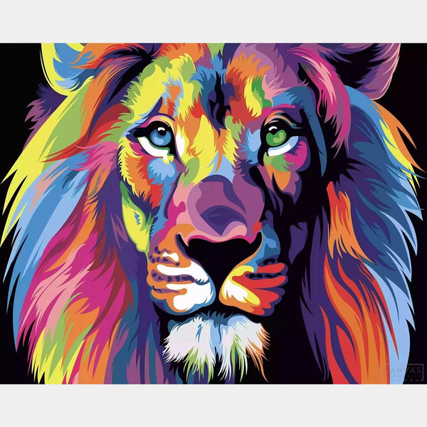 Ritratto astratto del leone - Kit per pittura con diamanti