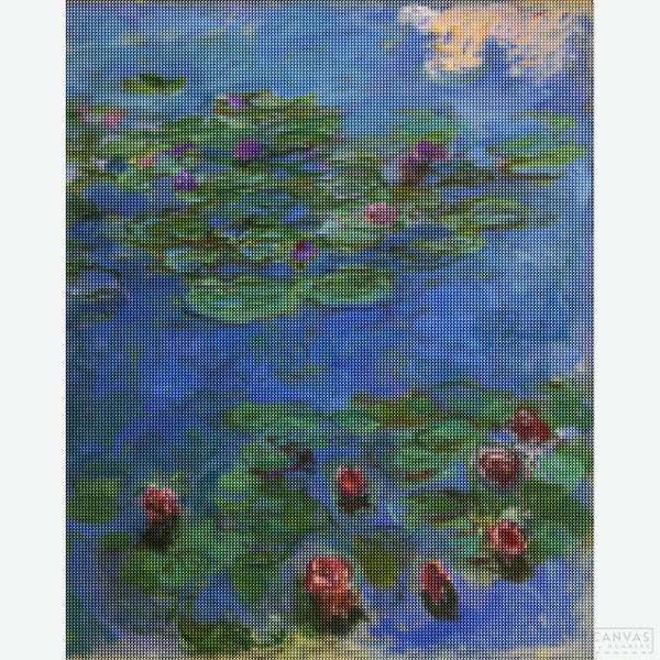 Red-Water Lilies - Diamond Painting-Bring Monet's "Red-Water Lilies" to life with our diamond painting kit. Perfect for all skill levels, this kit captures the vibrant interplay of light and color.-Canvas by Numbers