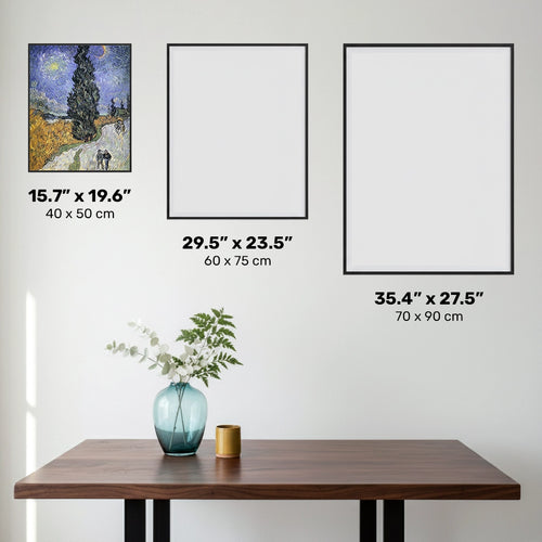 Route avec cyprès et étoile - Diamond Painting