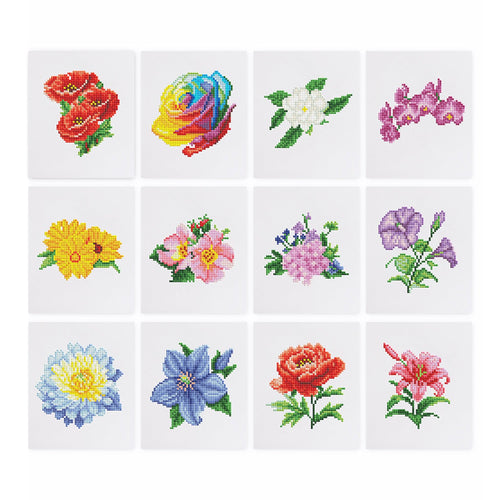 Floral Collection 2 - Mini Diamond Painting Kit. Blossom into art with our Floral Collection 2 Mini Diamond Painting Kit. Craft 12 vibrant flowers, perfect for decorators and nature enthusiasts alike!