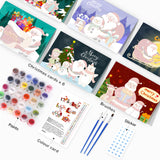 Christmas Card Set 1 - Paint by Numbers-Create beautiful DIY Christmas cards with our paint-by-numbers kit! Set 1 includes 6 unique festive cards, perfect for personalized holiday gifts or projects.-Canvas by Numbers