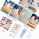 Christmas Card Set 2 - Paint by Numbers-Paint your own Christmas cards with Set 2 of our paint-by-numbers kit! Includes 6 festive designs, perfect for crafting or giving as unique holiday gifts.-Canvas by Numbers