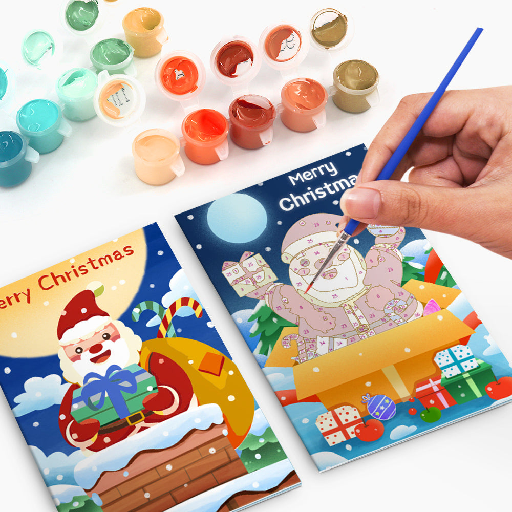 Christmas Card Set 2 - Paint by Numbers-Paint your own Christmas cards with Set 2 of our paint-by-numbers kit! Includes 6 festive designs, perfect for crafting or giving as unique holiday gifts.-Canvas by Numbers