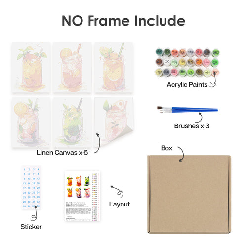 Sippin' in the Sun mini paint by numbers kit shown in the no-frame rolled canvas format