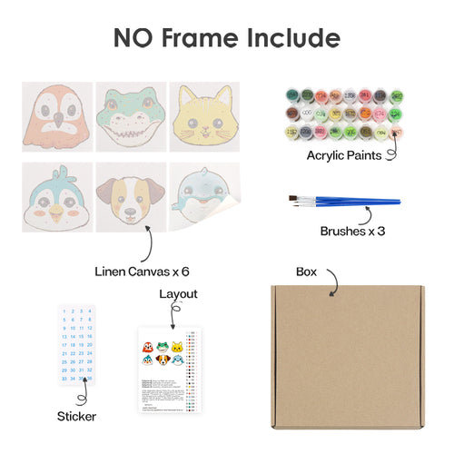 Smiling Friends mini paint by numbers kit shown in the no-frame rolled canvas format