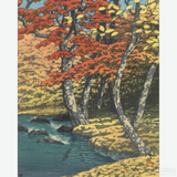 Autumn at Oirase - Diamond Painting-Capture the tranquil beauty of Hasui Kawase's autumnal Oirase river scene with our diamond painting kit. Dive into the serenity and flawless composition of a rare master.-Canvas by Numbers