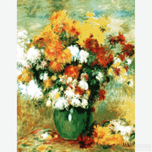 Bouquet of Chrysanthemums - Diamond Painting-Create your own Impressionist masterpiece with our Renoir Flowers Diamond Painting Kit. Ideal for art and craft lovers, it's a radiant experience for all.-Canvas by Numbers