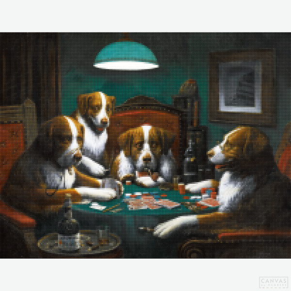 Dogs Playing Poker Game (1894) - Diamond Painting-Create a classic scene with the "Dogs Playing Poker Game (1894)" Diamond Painting Kit. Enjoy this humorous and nostalgic art project.-Canvas by Numbers