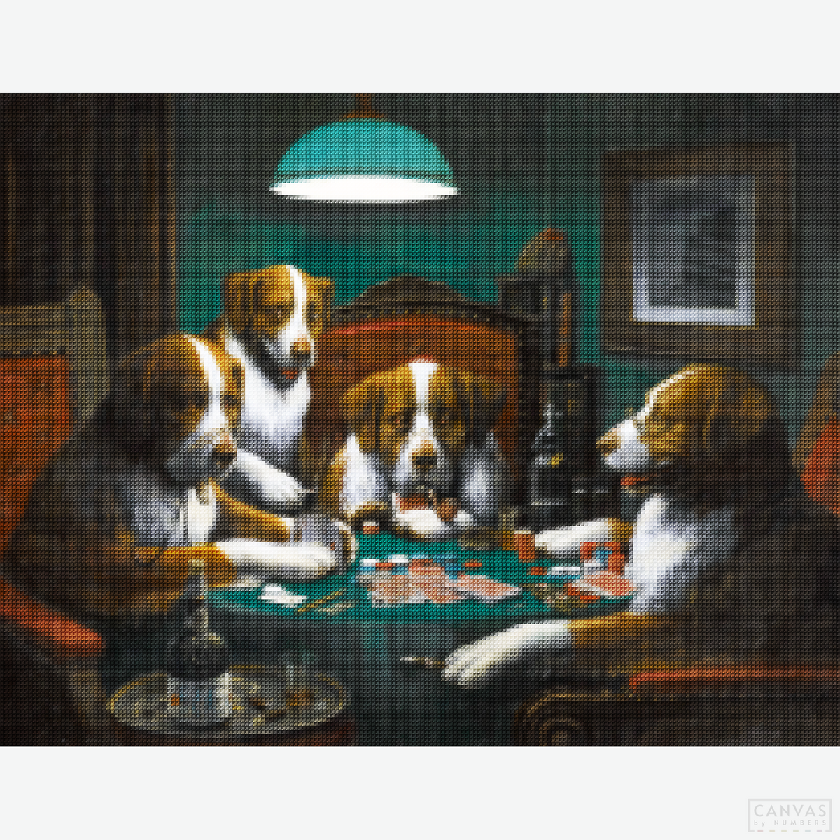 Dogs Playing Poker Game (1894) - Diamond Painting-Create a classic scene with the "Dogs Playing Poker Game (1894)" Diamond Painting Kit. Enjoy this humorous and nostalgic art project.-Canvas by Numbers