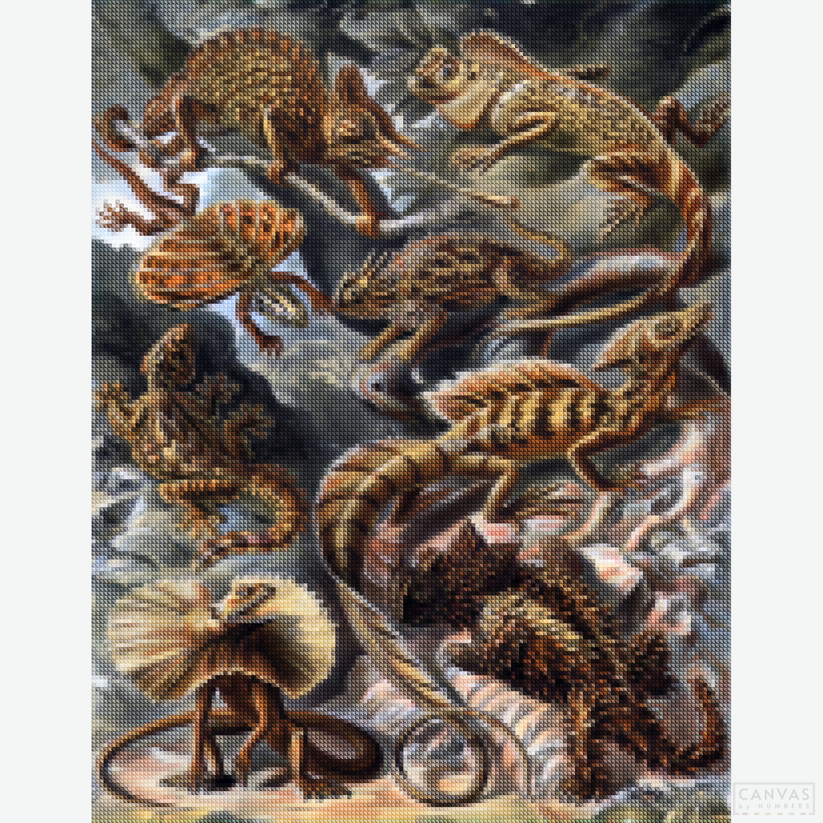 Lacertilia - Diamond Painting-Recreate Ernst Haeckel’s Lacertilia with this diamond painting kit. Celebrate the diversity and elegance of lizards with intricate detail and sparkle.-Canvas by Numbers