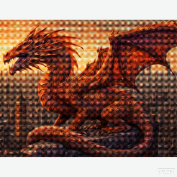 Ancient Guardian - Dragon Diamond Painting-Bring myth to life with the "Ancient Guardian" Dragon Diamond Painting Kit. Create a majestic dragon scene filled with ancient power and intricate detail.-Canvas by Numbers