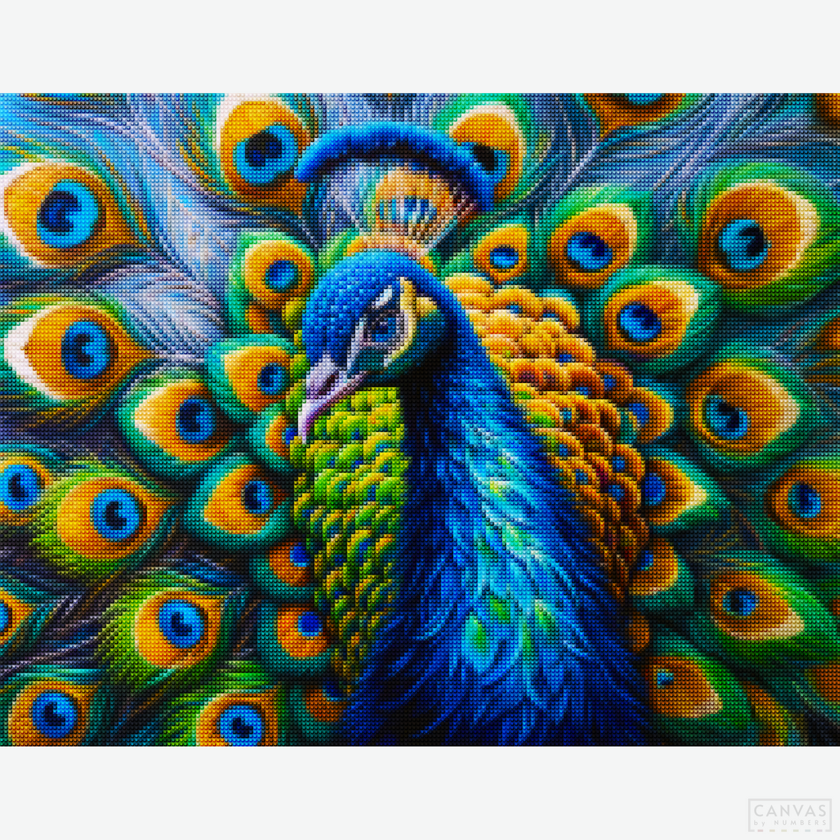 Royal Peacock Painting - Diamond Painting-Bring elegance to life with the "Royal Peacock" Diamond Painting Kit. Create a vibrant, detailed portrait of a majestic peacock in stunning color.-Canvas by Numbers