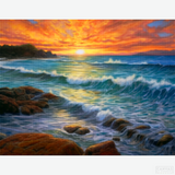 Ocean Sunrise - Diamond Painting-Create a tranquil ocean scene with the 