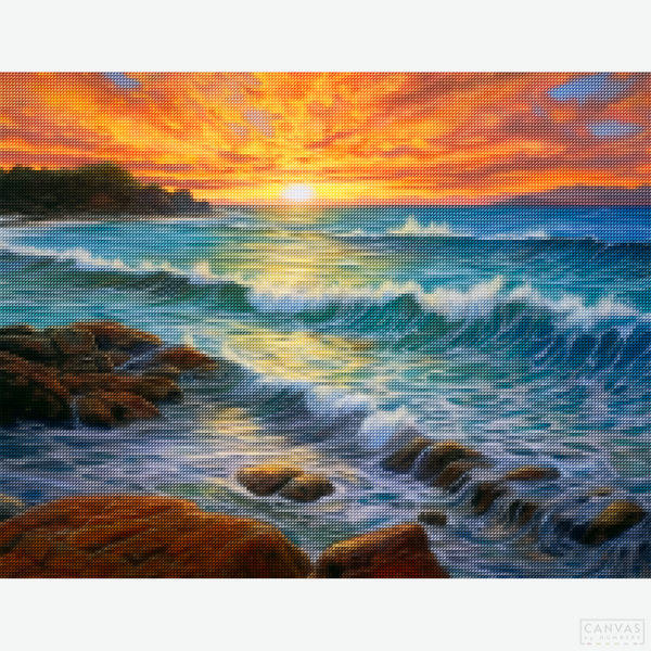 Ocean Sunrise - Diamond Painting-Create a tranquil ocean scene with the "Ocean Sunrise" Diamond Painting Kit. Capture the gentle morning light over the water in pastel hues.-Canvas by Numbers