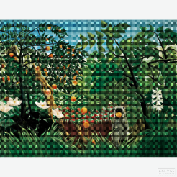 Exotic Landscape - Diamond Painting-Recreate Rousseau’s vibrant jungle with the "Exotic Landscape" Diamond Painting Kit. Immerse yourself in lush foliage and hidden wildlife.-Canvas by Numbers