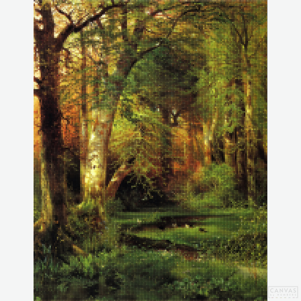 Forest Scene - Diamond Painting-Dive into Moran's 1870 Forest Scene with our diamond painting kit. Experience serenity with each piece you place. A masterpiece from the Met in your hands.-Canvas by Numbers