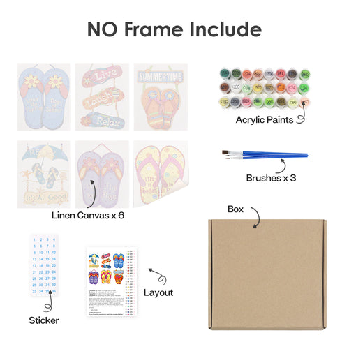 Summertime Collection mini paint by numbers kit shown in the no-frame rolled canvas format