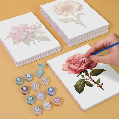 Garden Blossoms mini paint by numbers kit with acrylic paints and brushes included